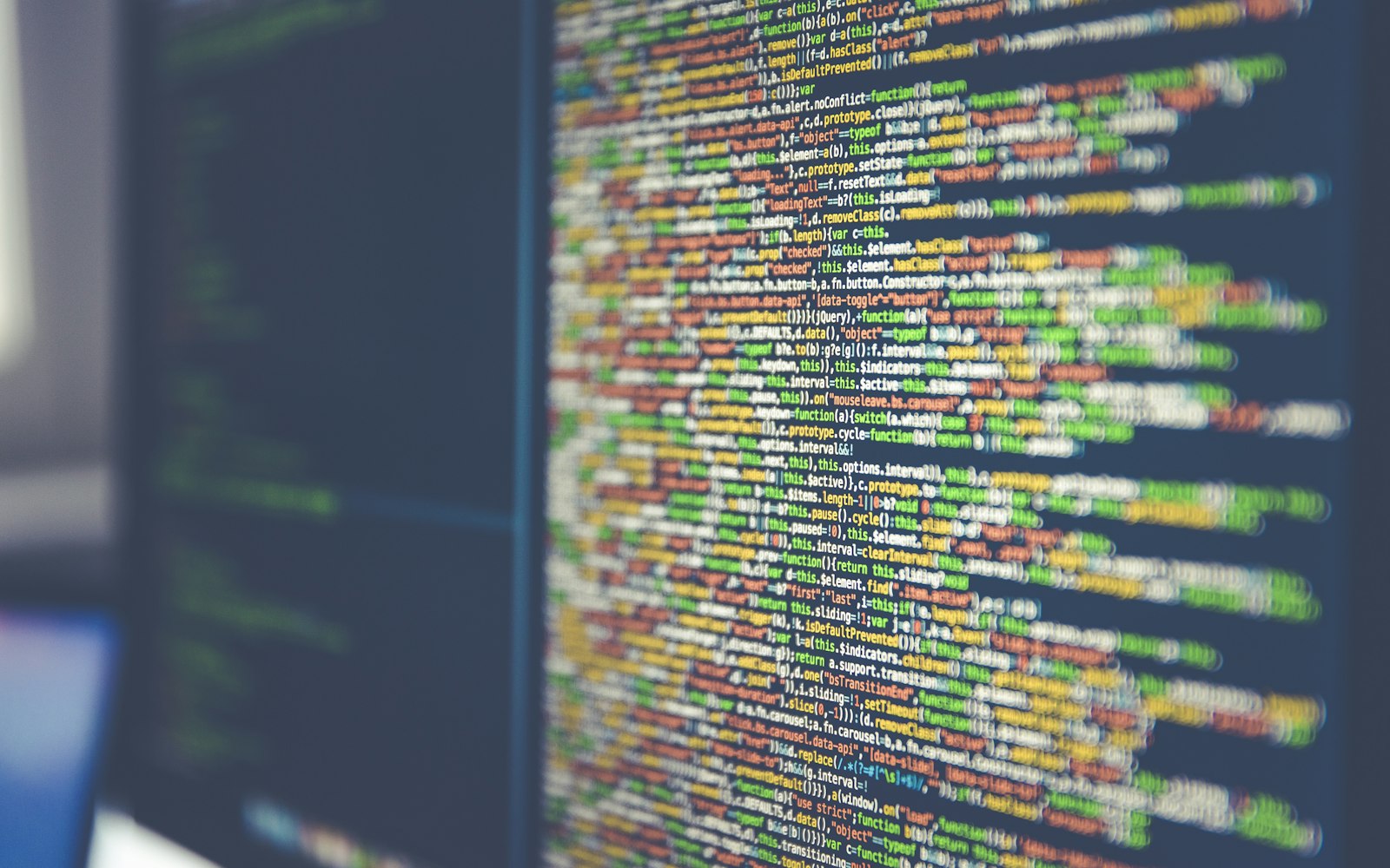 Source code on a monitor
